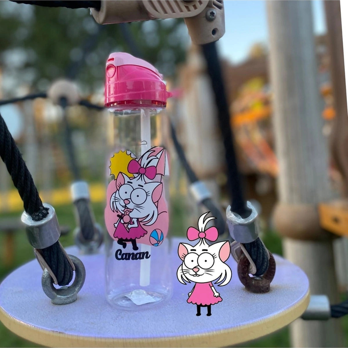 Kral Şakir Hayranları Desenli-pipetli Tritan Matara 630 Cc Pembe Pembe
