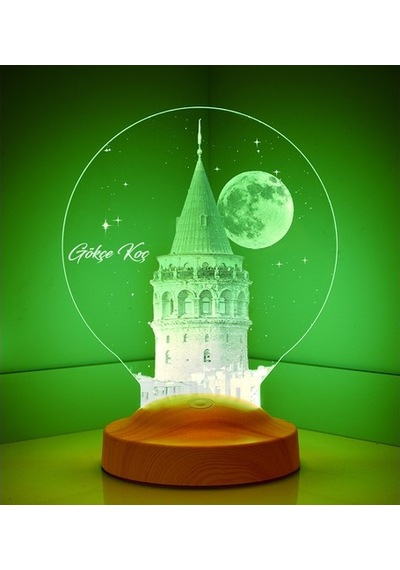 3D Galata Kulesi Kişiye Özel İsimli Led Lamba