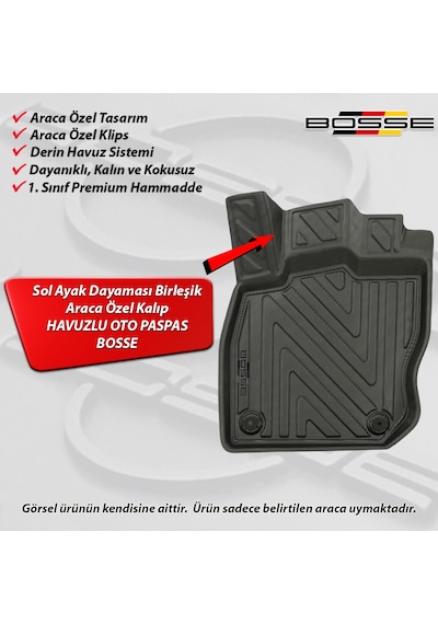 Seat Leon Paspas Araca Özel (Otomatik) 2020 Sonrası BOSSE 3D Havuzlu Oto Paspas