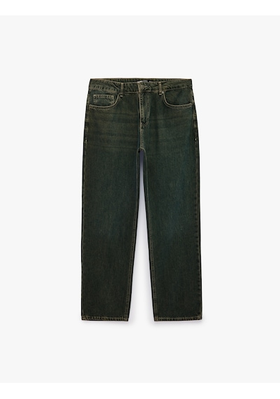 Koton Pamuklu Düz Paça Vintage Straight Fit Jean Pantolon Petrol 7wam40167nd