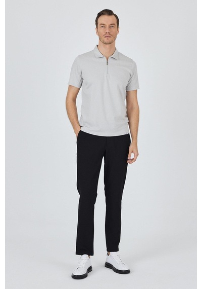 Gri Kısa Kol Düz Suprem Polo Yaka Cepsiz Pamuklu Casual Slim Fit Tişört 1011250164 100 Gri
