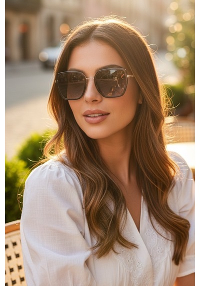 Daniel Klein Dk4339-1 Degrade Siyah Gold Kare Model Aura Cat Eye Kadın Güneş Gözlüğü Gold