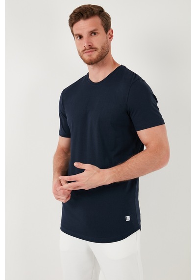 Buratti % 100 Pamuk Regular Fit Bisiklet Yaka T Shirt Erkek T Shirt 5902511 Indigo