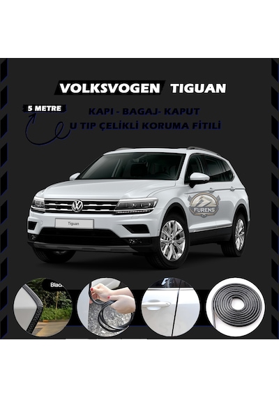 Volksvogen Tiguan Oto Araç Kapı Koruma Fitili 5metre Parlak Siyah Renk
