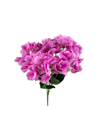 Yapay Çiçek Islak Ortanca Çiçeği Fuşya Desenli Model 45cm 5dal Islak Gerçeksi Dokulu Fusya