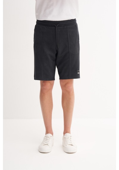 Cazador Slim Fit Örme Bermuda Süet Şort Siyah