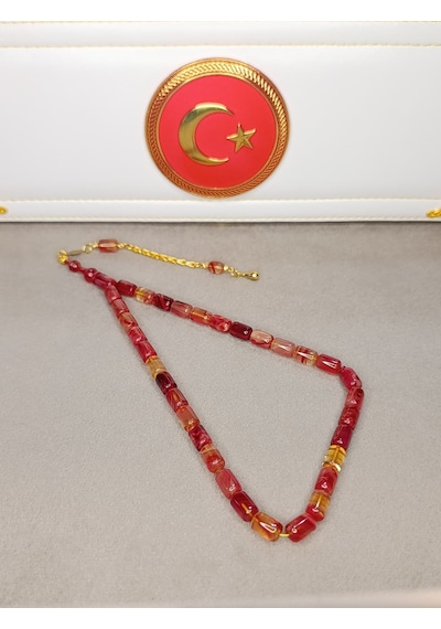 Ateş Kehribar Tesbih Hareli Kırmızı Halil Koçak Usta Yapımı