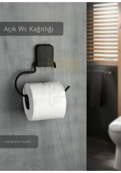 Jet's Home Paslanmaz Kapaksız Tuvalet Kağıdı Askılığı Wc Kağıtlık Tutucu Siyah Siyah