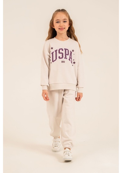 U.S. Polo Assn. Kız Çocuk Baskılı Beyaz Uzun Kol Eşofman Takımı Us2732-c-v1 Us2732-c-v1