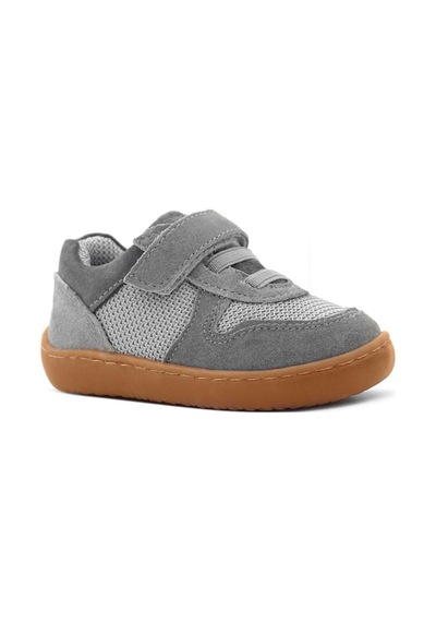 Rakerplus Bob Hakiki Deri Gri Barefoot Cırtlı Lastikli Bebek Sneaker Ayakkabı Gri