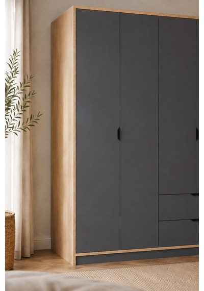 Home Liva 4 Kapaklı Gardırop 128x182x44 Cm Siyah - 912185085 Siyah