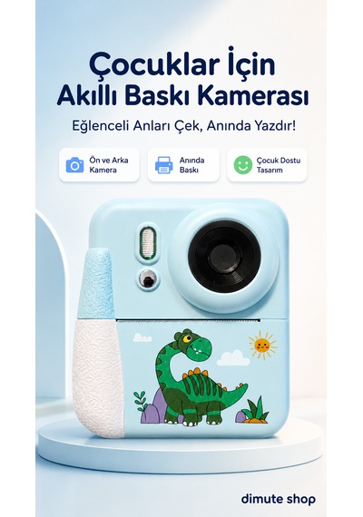 Dimute Shop CMR92 Dijital Fotoğraf Makinesi Çocuk Termal Resim Kağıt Baskılı Yazıcı Kamera Video Makinesi