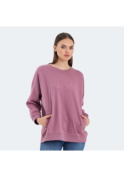 Slazenger VIKENTI SW Oversize Kadın Cepli Oversıze Gül Sweatshirt