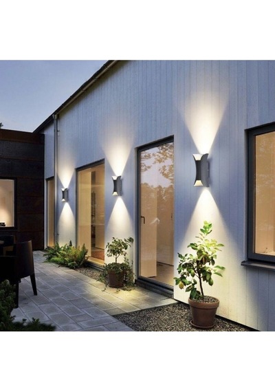10 Watt Gün Işığı Ledli Otel, Kafe, Bar, Bahçe, Balkon, Teras, Villa Apliği, Modern Ve Şık Armatür Siyah