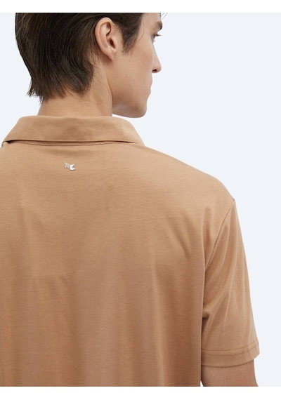 Kip Vizon Düz Polo Yaka %100 Pamuk T-shirt Vizon