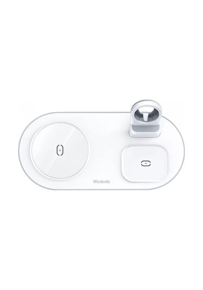 Mcdodo CH-7062 3in1 15W Çoklu Magsafe Kulaklık Saat ve Telefon Şarj Stand Beyaz