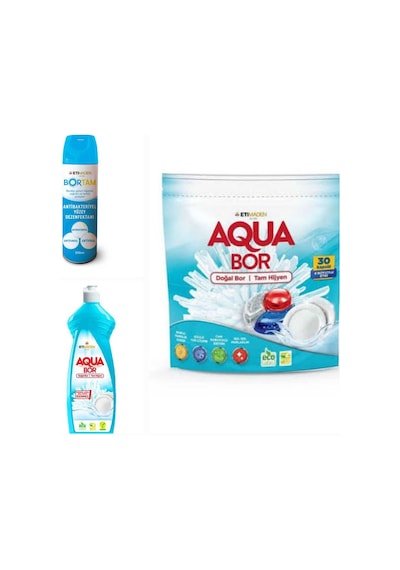 Aquabor Doğal Mineralli Bulaşık Makinesi 30 Kapsül Tablet+ 1 Adet Elde Yıkama+dezenfektan 59092009