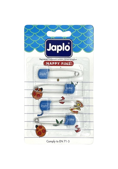 Japlo Emniyetli Çengelli Bebek  İğnesi 4'lü - Mavi Çok Renkli