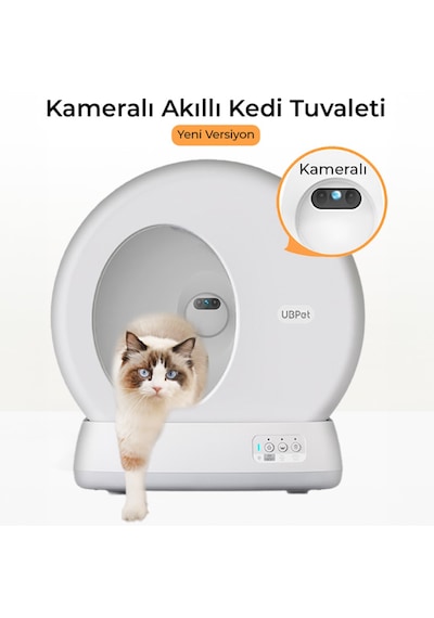 Ubpet C10 Pro Kameralı Akıllı Kedi Tuvaleti App Kontrol Akıllı Sensörler Sessiz Çalışma + Koku