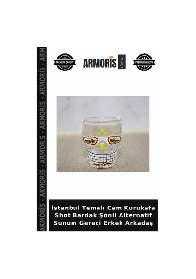 İstanbul Temalı Cam Kurukafa Shot Bardak Şönil Alternatif Sunum Gereci Erkek Arkadaş