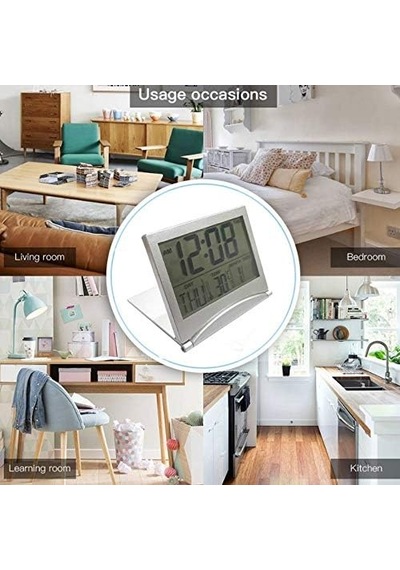 Dijital Lcd Hava İstasyonu Katlanır Çalar Saat Tarih Masaüstü Sıcaklık Seyahat Saati 8 İsteğe Bağlı Müzik Ve Erteleme İşlevleri İle Diğer