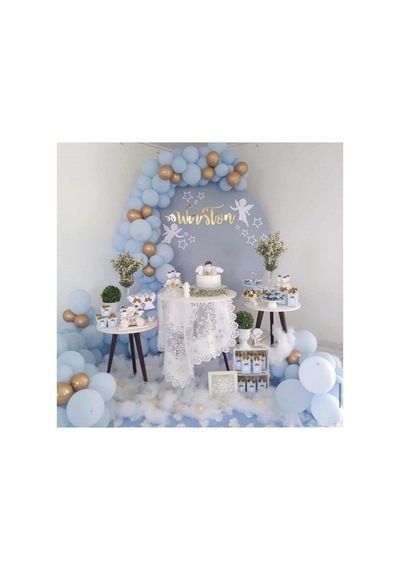 100 Adet Krom Gold Pastel Mavi Balon Zinciri Mix