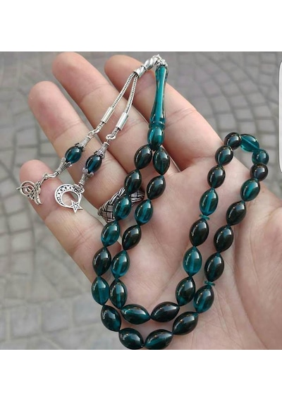 Ateş Kehrıbar Tesbıh Gümüş Tasarımlı Özel Kutusunda Teslım