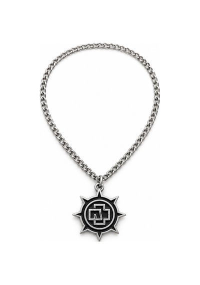 Rammstein Logo Kolye Gümüş Renk Güneş Figürlü Industrial Metal Rock Kolyesi Altın - Gümüş