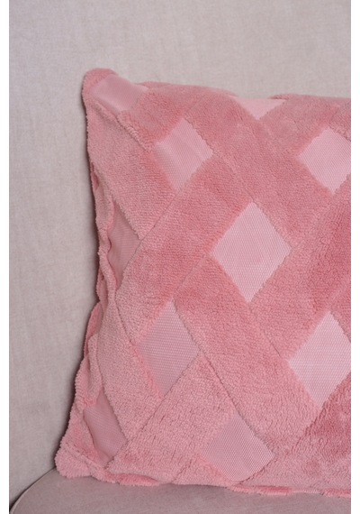 Cross Welsoft Jakarlı Dekoratif Kırlent Kılıfı 43x43 - Ztcross Pembe