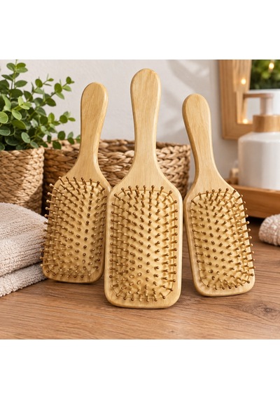 Delux Serisi Klasik Tarz Günlük Kullanım Doğal Seçim Bambu Saç Fırçası Tarak-25 Cm