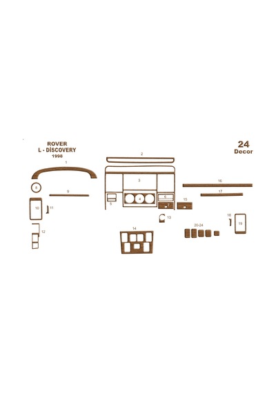 Land Rover Discovery Torpido Kaplama 1998-2004 24 Parça Açık Meşe