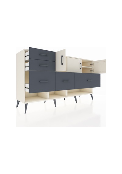 Kronos Konsol 3 Raflı 5 Çekmeceli 3 Kapaklı 176x59x99 Aytaşı-ayta Aytaşı-aytaşı/antrasit