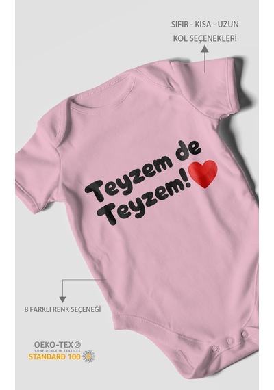 Morivokids Teyzem De Teyzem Kısa Kollu Bebek Body %100 Pamuk Koyu Pembe