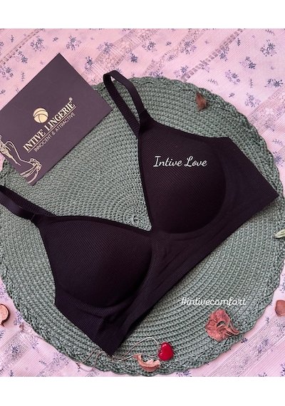 Softease V Yaka Balensiz Dikişsiz Lazer Kesim Rahat Soft Kumaştan Siyah