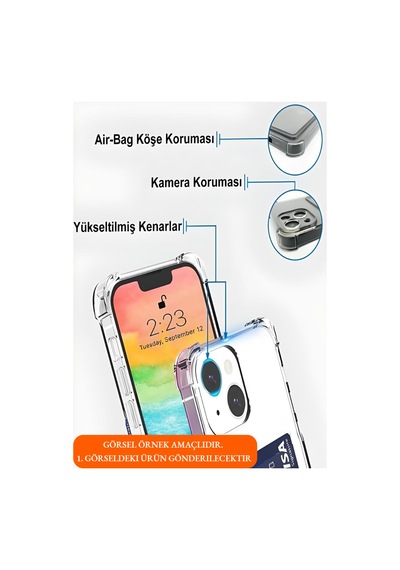 Oppo A54 Uyumlu Kamera Korumalı Kartlıklı Köşeleri Airbag Tasarımlı Darbe Önleyici Şeffaf
