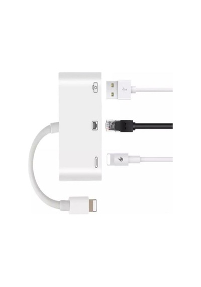 Iphone 7 8 X 11 11 Pro 12 13 13 14 Pro Max İle Uyumlu Ve Ipad Uyumlu Usb Ethernet Lightning Şarj Adaptörü 3in1