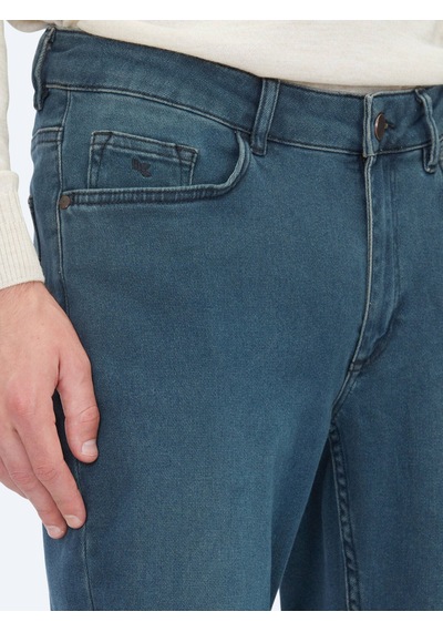 Petrol Slim Fit Denim Pamuk Karışımlı Pantolon Petrol