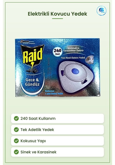 Sinek İlacı Elektro Yedek 240 Saat Gece Gündüz Kokusuz Sivrisinek