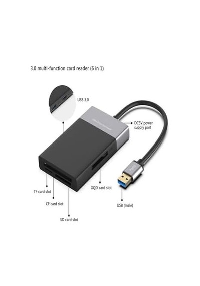 Çoklu Xqd Kart Okuyucu 6in1 Fonksiyonlu 3.0 X 2 Usb Girişi Xqd Tf Cf Sd Card Reader