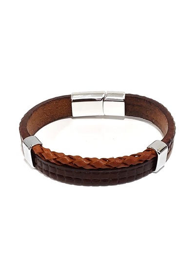 Nomad Leather Earth Classic Kahverengi Hakiki Deri Erkek Bileklik Çelik Mıknatıslı Kilit-50-536 Antrasit