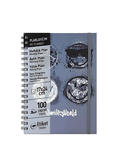 Mynote Smiley Spiralli Defter A5 17x25 Kraft Kapak, Çizgili, 100 Yaprak Beyaz