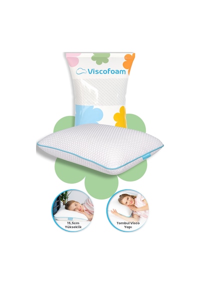 Viscofoam Yüksek Boyun Destekli Ortopedik Yastık Tombul Visco Yastık - 59x39x15.5cm