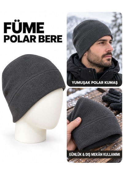 Unisex Polar Bere, Kadın Ve Erkek Uyumlu, Kışlık Yumuşak Polar Bere Füme