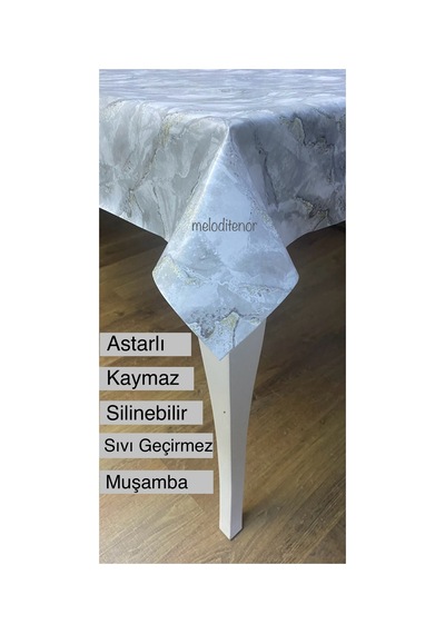 Gold Altın Detaylı Mermer Silinebilir Astarlı Kaymaz Pvc Muşamba Kare Dikdörtgen Masa Örtüsü
