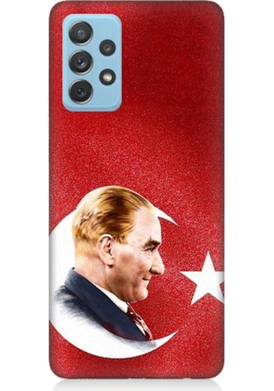 Samsung Galaxy A52 Uyumlu Bayrak Ve Mustafa Kemal Atatürk Desenli Silikon Kılıf