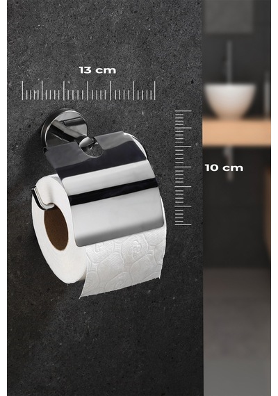 Yapışkanlı Tuvalet Kağıtlığı Wc Kağıtlık Tuvalet Kağıdı Askısı Geniş Kapak Krom S-109