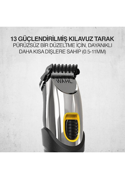 Wahl 9398 Extreme Beard 12 Kılavuz Taraklı Şarjlı Sakal Kesme Makinesi Siyah