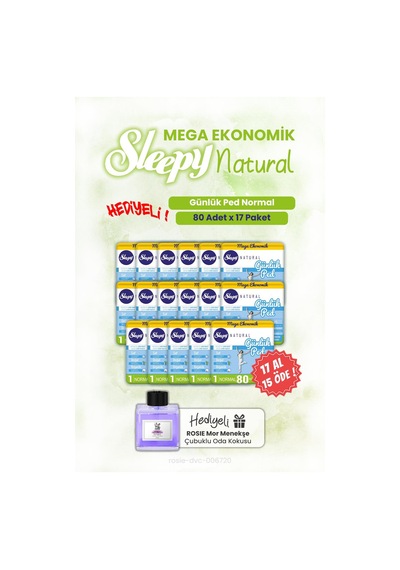 Sleepy Günlük Ped 17 Al 15 Öde Natural Normal 80'li Ve Rosıe Oda Kokusu