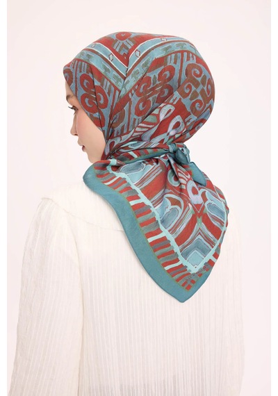 Silk Home Dört Mevsim Antik Motif Viskon Velora Eşarp 6420 Koyu Cam Göbeği