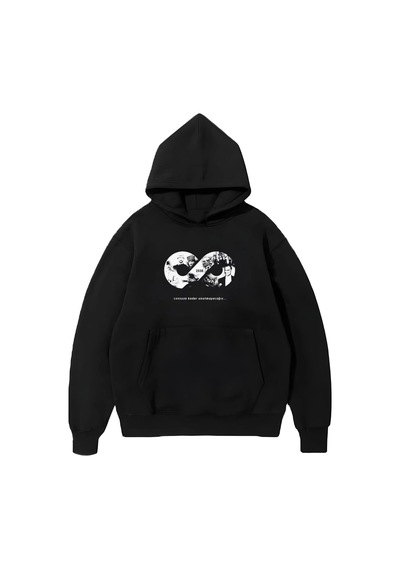 3 İplik Pamuklu Cepli Kapüşonlu 10 Kasıma Özel Sweatshirt Hoodie - Siyah